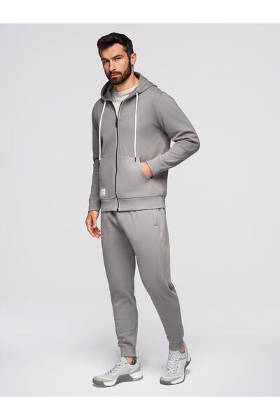 OMBRE Men's Cotton Sports Set Z119 Jogger Pants Grey