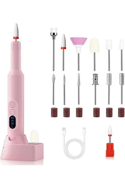 Arabest مثقاب أظافر كهربائي محمول، مع رؤوس مثقاب، وأشرطة صنفرة، وسرعة قابلة ل...