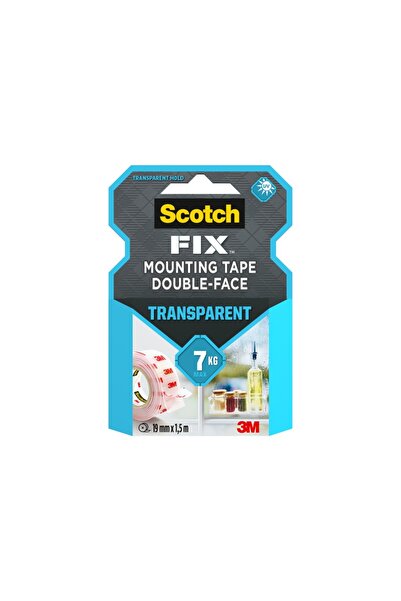 Scotch Bandă adezivă transparentă față-verso pentru montare, 19 mm x 1,5 m, S...