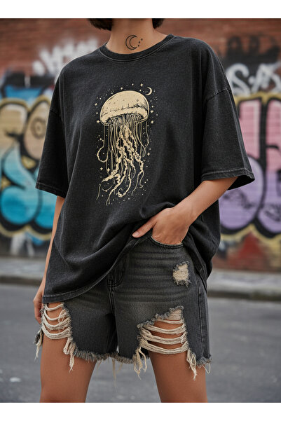 ship master Γυναικείο μπλουζάκι Medusa Jellyfish με τύπωμα Washable oversized...