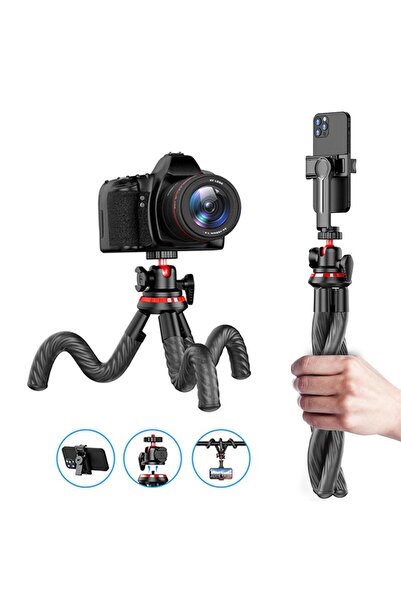 Arabest حامل ثلاثي للكاميرا، حامل صغير مرن مع حامل هاتف مخفي وقاعدة تثبيت للأ...