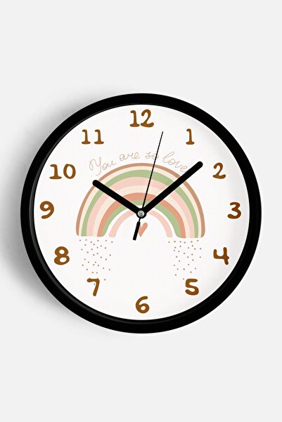 JHAAR Ceas de perete pentru camera copiilor Curcubeu Pastel - 42cm - Carcasă ...
