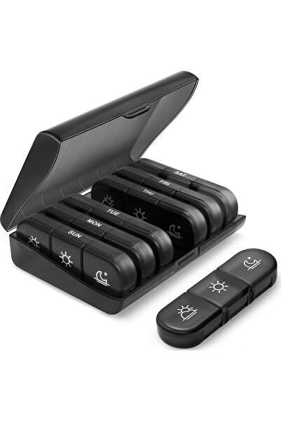 Arabest Weekly Pill Organizer 3 Times a Day,Portable Travel Pill Box 7 Day wi...