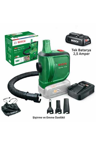 Bosch EasyInflate 18V-500 Şişirme ve Emme Özellikli Hava Pompası 2.5Ah Tek Ba...