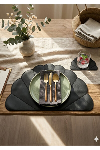 FORSACE Σετ σουπλά και σουβέρ από συνθετικό δέρμα με σχέδιο κοχυλιών, που μπο...