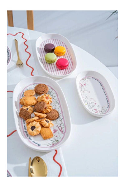 ACAR HCA9087 Laila Desenli Seramik Kayık Tabak 3'lü