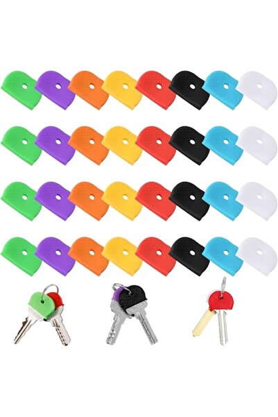 DELPI Set of 32 Key Identification Caps, Silicone, for Flat Keys, 8 Colors, 2...
