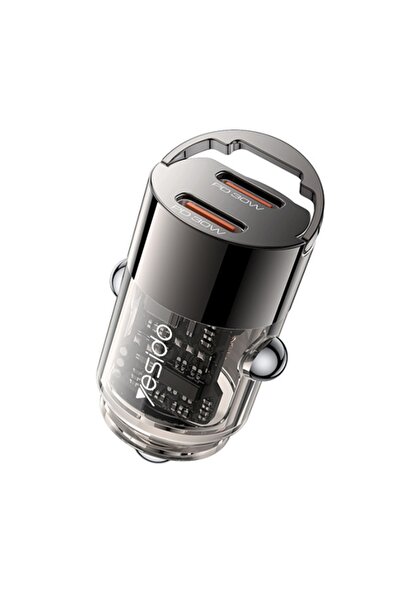 Yesido Încărcător auto, 2x Tip-C, PD 30W, Aliaj de aluminiu, Negru