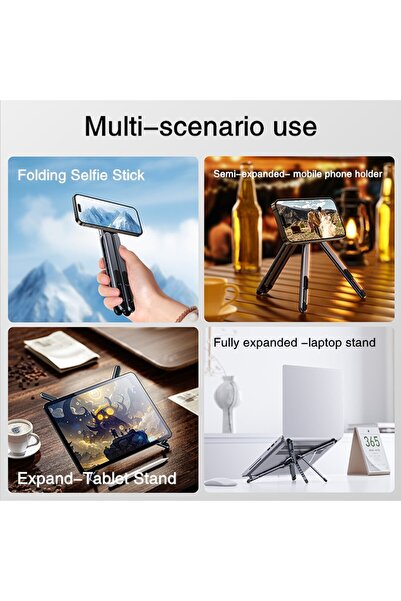 hobiimobiii حامل كمبيوتر محمول صغير قابل للطي 3 في 1 وحامل لوحي من سبائك الأل...