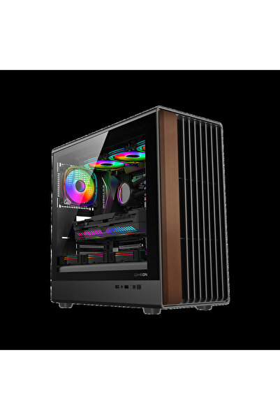 GAMEON TIMBER Midnight Series ARGB + PWM Mid Tower Gaming Case - Wood/Black