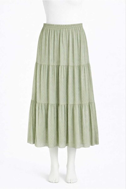 Nihomall20 Fusta din șifon pentru femei cu căptușeală cu cu buline straturi