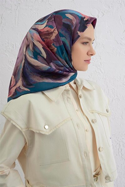 Armine Tivil Pure Silk Scarf 9423 - 35 Blue Mixed Pattern