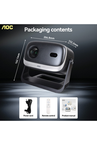 Aoc Fast WiFi 6 Projector 720P, Android 12, 8000 Lumen 4K Support, Auto Focus...
