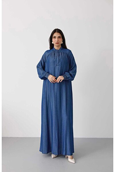 Neways 6665- Ruched Patched Dress Dark Blue