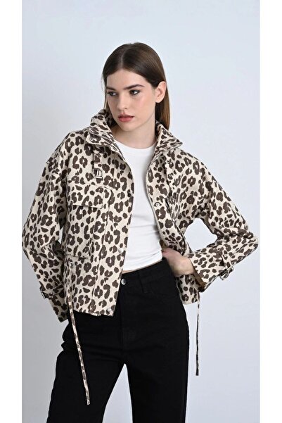 UTDU LEOPAR DESENLİ BELDEN AYARLI SPOR CEKET