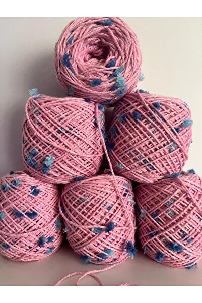 İPEK YÜN İPLİK DÜNYASI Moher Knitting Yarn Twisted (Pink) Pompom (Blue Shades...