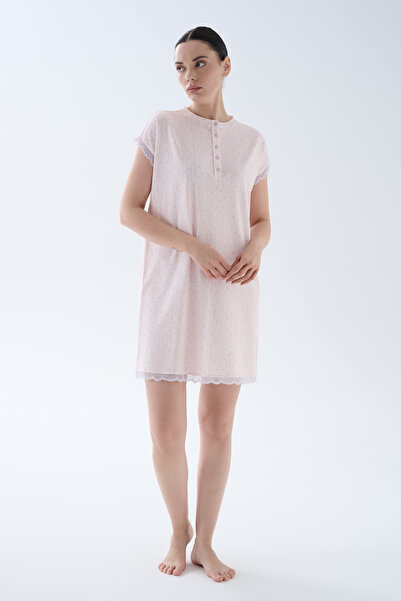 Hays Kadın Pamuklu Dantel Detaylı Patlı Gecelik