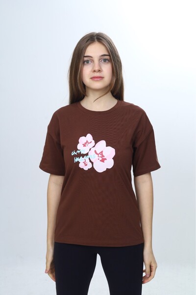 Toontoy Tricou cu imprimeu floral Sakura pentru fete