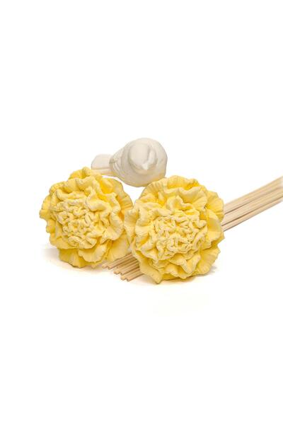 Missi Bloom & Breeze Serisi- Sarı Seramik Taşlı Doğal Bambu Kamış Seti