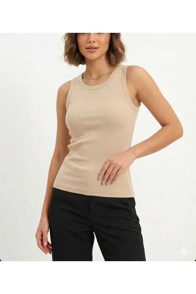 Azram Fashion Women's Crew Neck Sleeveless Ribbed Knit Tank Top