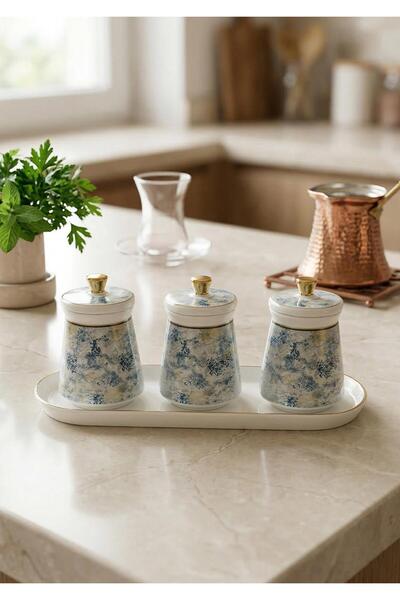 HomeTarz Juvia 3-Piece Porcelain Spice Set - 7 Pieces, 150 Ml, Small Size