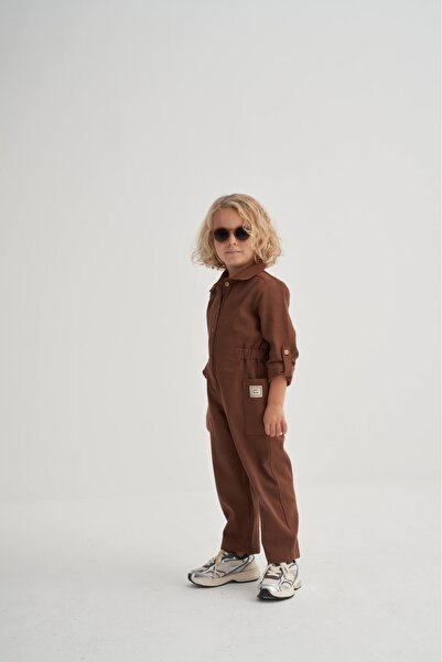 Zuma Kids Unisex Kids Brown Gabardine Pocketed Long Sleeve Comfortable Fit Da...