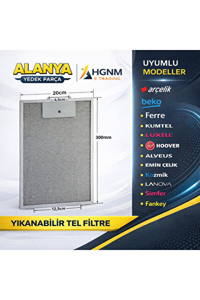 HGNM E Trading 20x30 cm Aspiratör Davlumbaz Yağ Filtresi – 200x300 mm Alüminy...