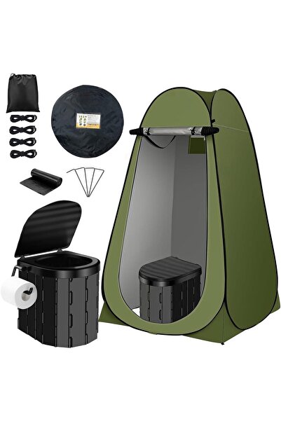 YESMAX Portable Toilet and Privacy Tent Set, Pop-up Tent, Outdoor Portable To...