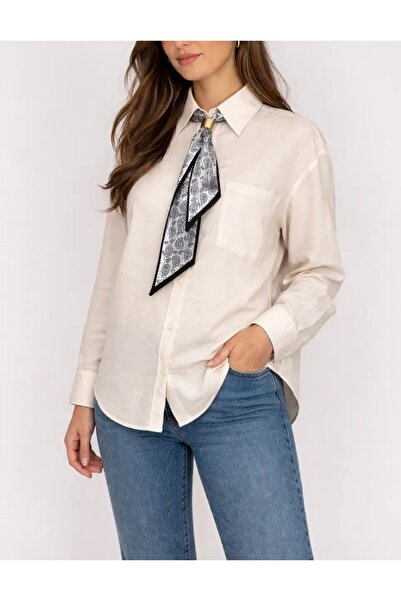 Cool & Sexy Cămașă cu eșarfă Ecru