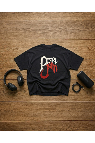 STİL-X Pearl Jam Printed Unisex 100% Cotton Lu Oversized T-Shirt