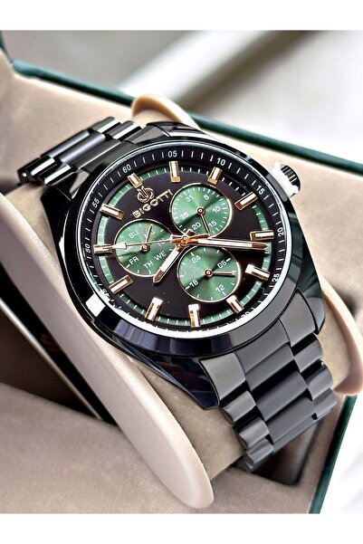 Bigotti ساعة يد رجالية متعددة الوظائف بحزام فولاذي 5 ATM مقاوم للماء قطعة