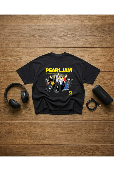 STİL-X Pearl Jam Printed Unisex 100% Cotton Lu Oversized T-Shirt