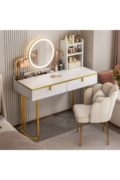 KEKE Makeup Vanity Table Dressing Table Flip Mirror With Drawers And Chair 10...