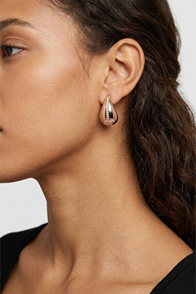 Wuclo Stone Embellished Rose Gold Bijouterie Drop Earrings
