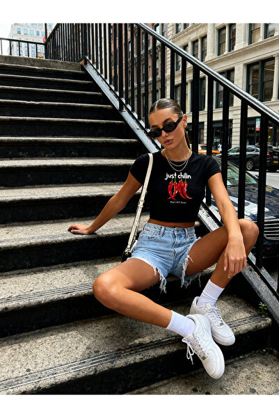 ALİKA Pachet de bumbac pentru femei material elastic Just Chillin cu imprimeu...