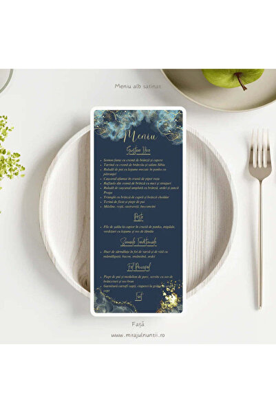 Proprie Meniu individual de nuntă „Deep Sapphire Gold” set 50 buc