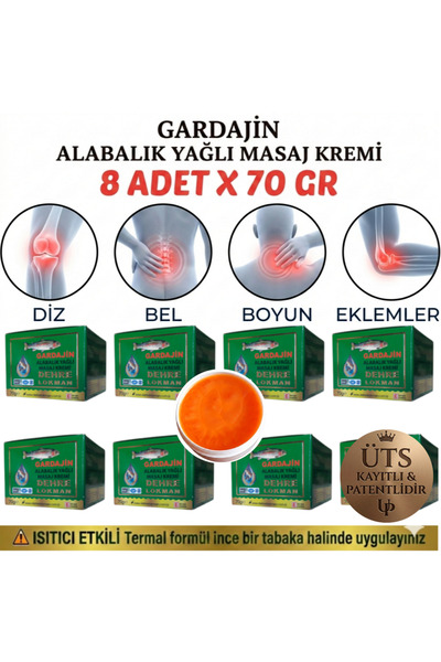 Dehre Lokman Gardajin Trout Oil Massage Cream 70 Gr X 8 Pcs. (for Knee, Waist...