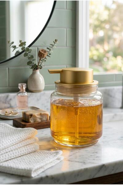 Bereketli Store Διανομέας υγρού σαπουνιού Sahhara 450 ML – Γυάλινος διανομέας...