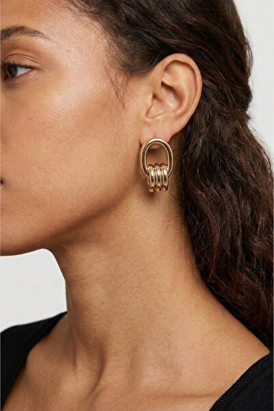 Wuclo Interlocking Ring Form Gold Bijouterie Earrings