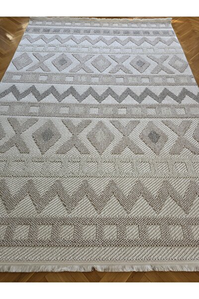 ANUTYA HOME Enjoy 0038 Krem Gri İskandinav Sisal Bukle Yumuşak Özel Ölçü Salo...