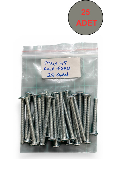 Tuna Metrik Vida Silindir Baş Kulp Vidası M4x45 mm 25 Adet