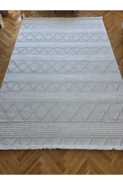 ANUTYA HOME Enjoy 0219A Krem İskandinav Sisal Bukle Yumuşak Özel Ölçü Salon K...