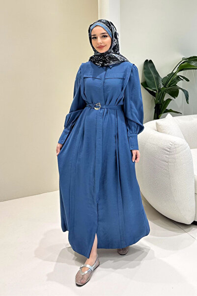 Ovn. Seyyar Belt Piece Pleated Detailed Dress - Indigo