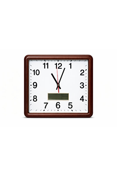 WDA Square Analog Wall Clock with LCD Display – Modern Home & Office Wall Clock