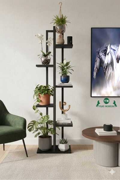 Yılkı Mobilya 6 Bölmeli Metal Siyah Çiçeklik