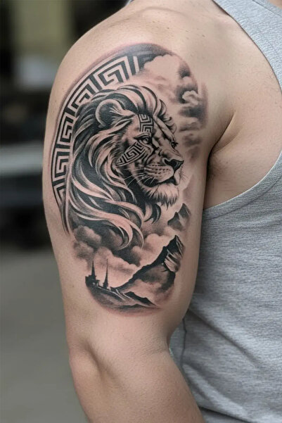 Tattoo Gerçekçi 3D Aslan realistic model geçici kol bacak geçici sticker yapı...