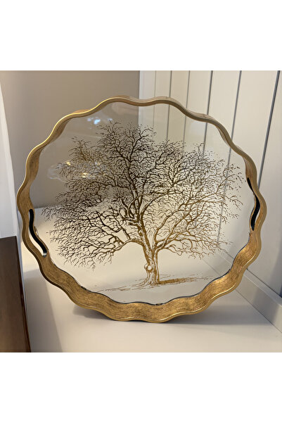 Karma Home Gold Tree Glass Serving Tray – Decorative Presentation Tray with G...