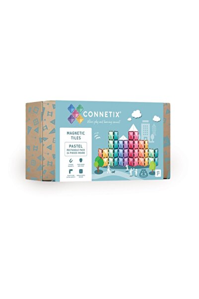 Connetix Set de construcție magnetic, Pastel Rectangle Pack , Tiles, 24 piese...