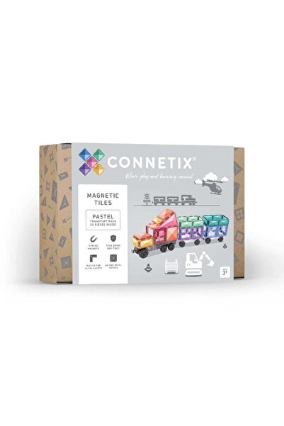 Connetix Set de construcție magnetic, Pastel Transport Pack, Tiles, 50 piese,...