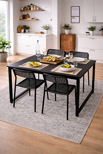 Flinder 5'li Mutfak Masa Takımı, 4 Sandalye ve 1 Masa, Yemek Odası, Bahçe Tak...